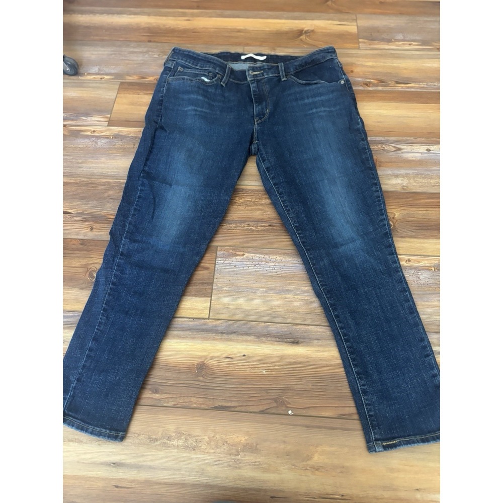 Levis 711 Skinny Jeans Women's 33x26 Dark Wash Denim Mid Rise Stretch Distressed